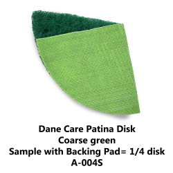 DC Patina Disk, Coarse A35, green, equivalent fine sanding paper 320grit, Sample with Backing Pad = 1/4 disk (DC)