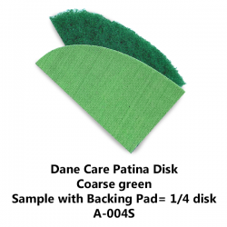 DC Patina Disk, Coarse A35, green, equivalent fine sanding paper 320grit, Sample with Backing Pad = 1/4 disk (DC)