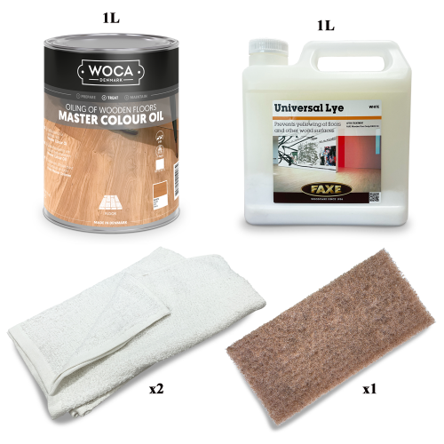 Kit Saving: DC007 (a) Faxe Universal Lye & Woca Master Colour Oil, white, Furnishings or less than 5m2, Work by hand  (DC)