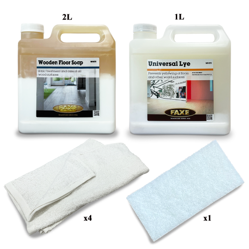 Kit Saving: DC020 (a), Faxe Universal Lye & Faxe white soap, Furnishings or other surfaces less than 5m2, Work by hand  (DC)