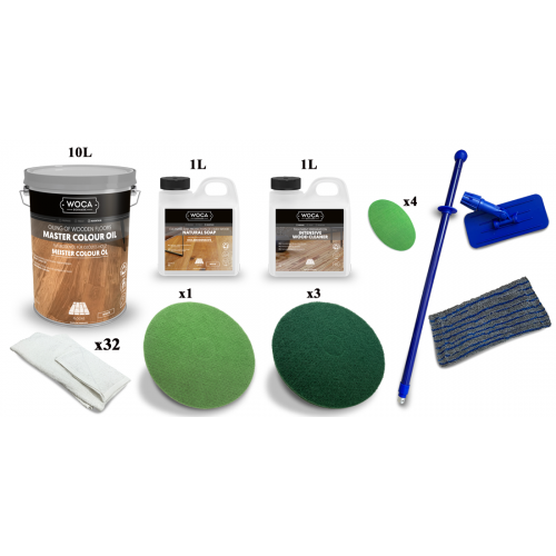 Kit Saving: DC082 (d) Woca Master Colour Oil white floor oiling, work with buffing machine, 71 to 95m2 (DC)